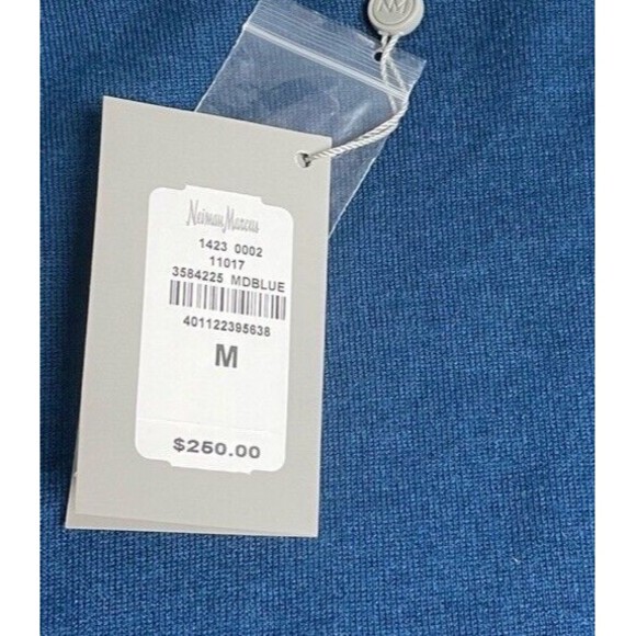 Neiman Marcus Blue Cashmere Long Sleeve Crewneck Top Coastal Lightweight Medium - Picture 6 of 10